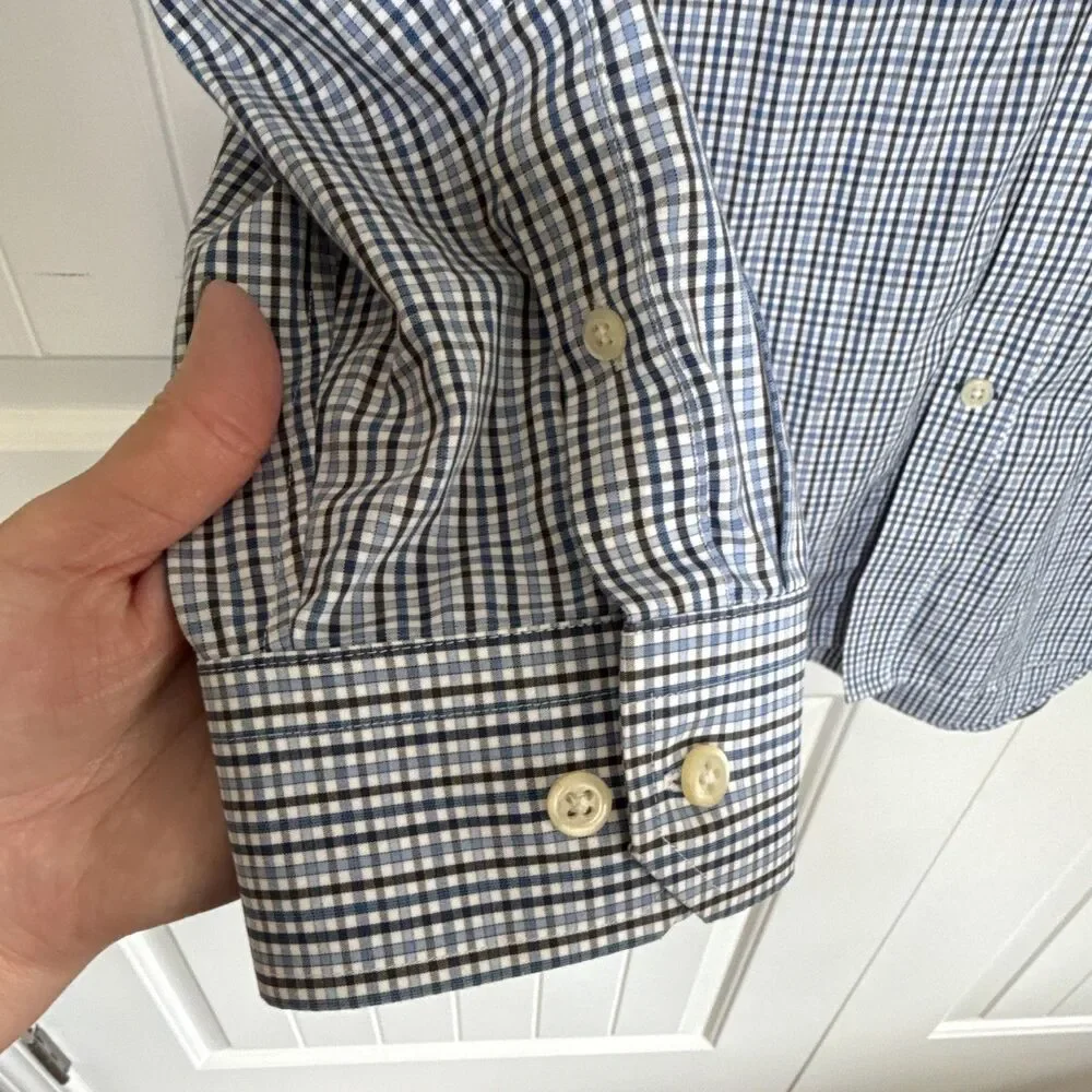 Banana Republic Non-Iron Classic Fit Blue/White Check Shirt XXL Tall